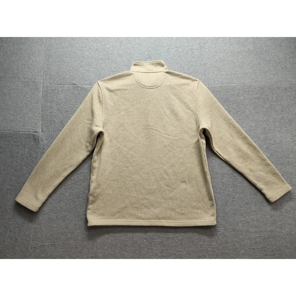 IZOD Men‎ Sweater L Tan Heather Therma Soft Fleece 1/4 Zip High Neck Pullover
